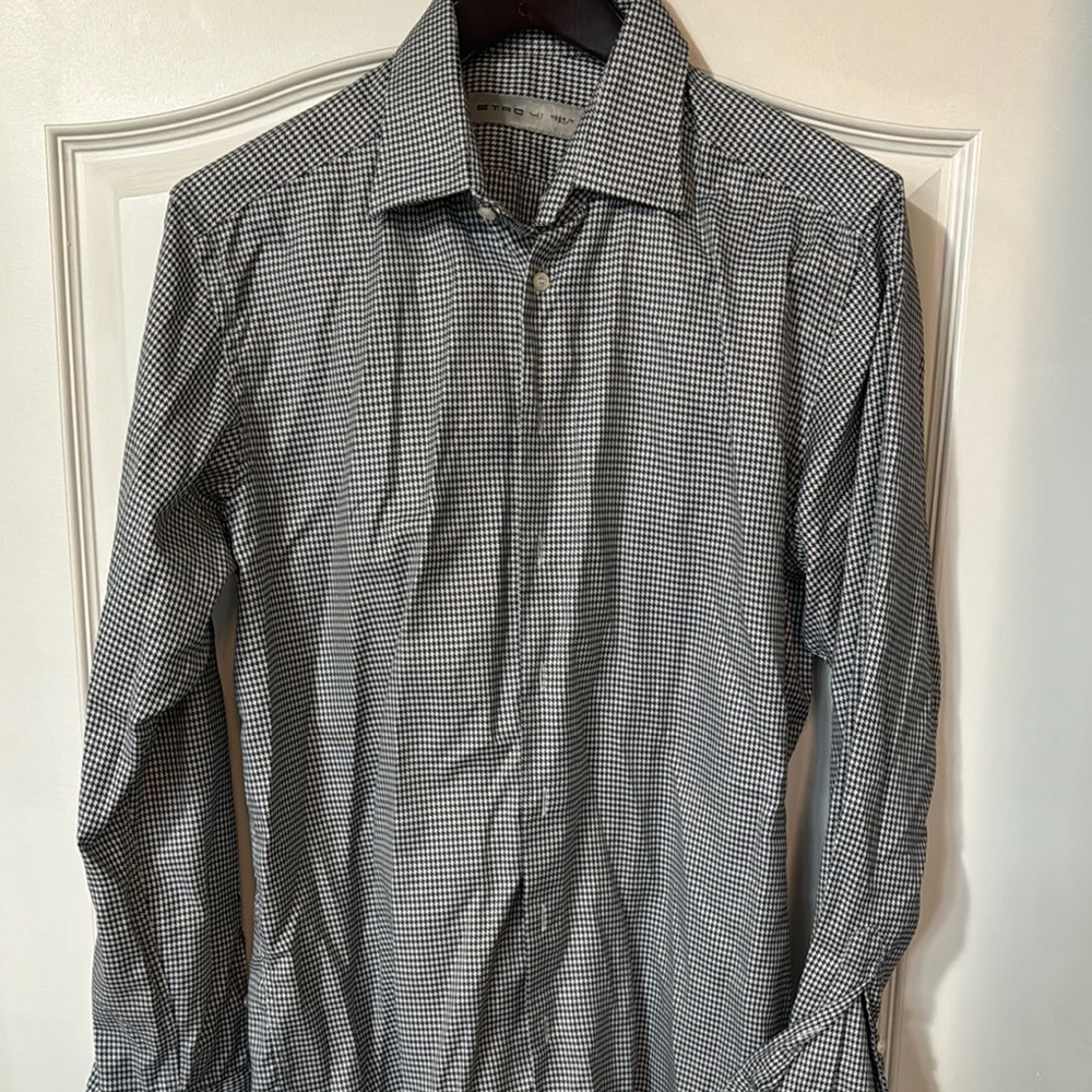 Etro houndstooth Black and White Dress Shirt